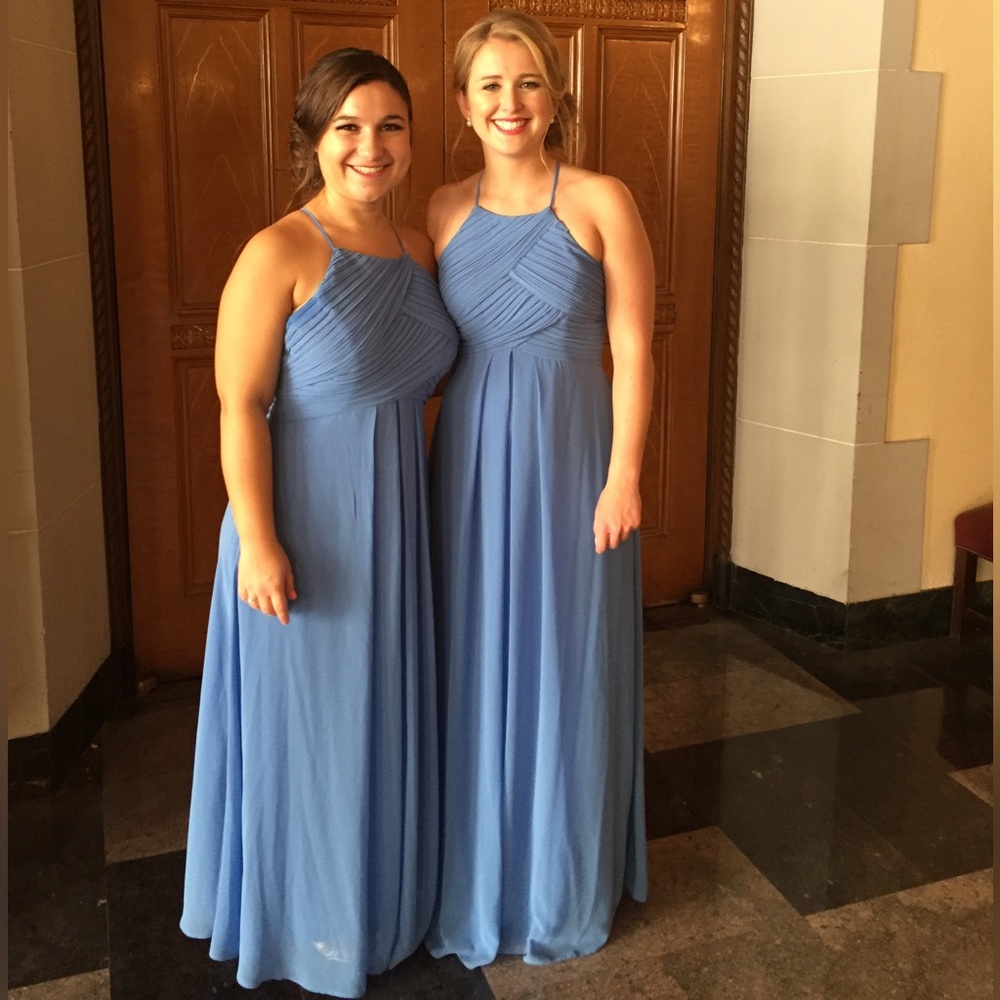Bill Levkoff bridesmaids dress cornflower blue
